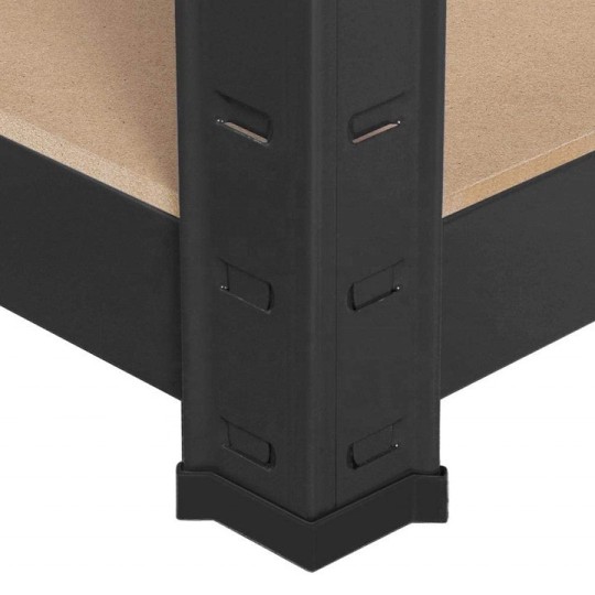Fekete fém raktári állvány RM02 2 az 1-ben – 5 polc, 180×90×40 cm, teherbírás 1175 kg