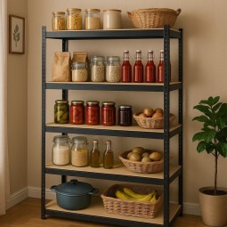 Fekete fém raktári állvány RM02 2 az 1-ben – 5 polc, 180×90×40 cm, teherbírás 1175 kg