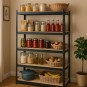 Fekete fém raktári állvány RM02 2 az 1-ben – 5 polc, 180×90×40 cm, teherbírás 1175 kg