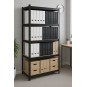 Fekete fém raktári állvány RM02 2 az 1-ben – 5 polc, 180×90×40 cm, teherbírás 1175 kg