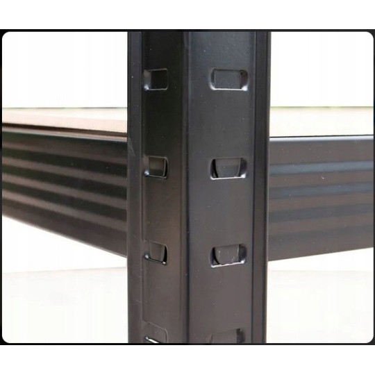 Fekete fém raktári állvány RM02 2 az 1-ben – 5 polc, 180×90×40 cm, teherbírás 1175 kg