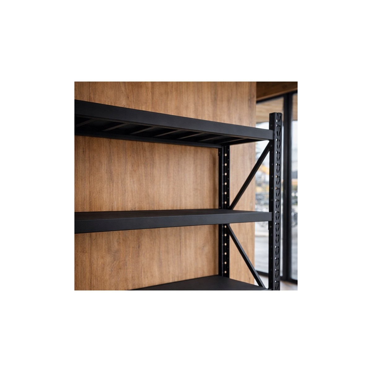 Professzionális raktári fémállvány RM03–4, 4 polcos, 200×200×50 cm, teherbírás 800 kg