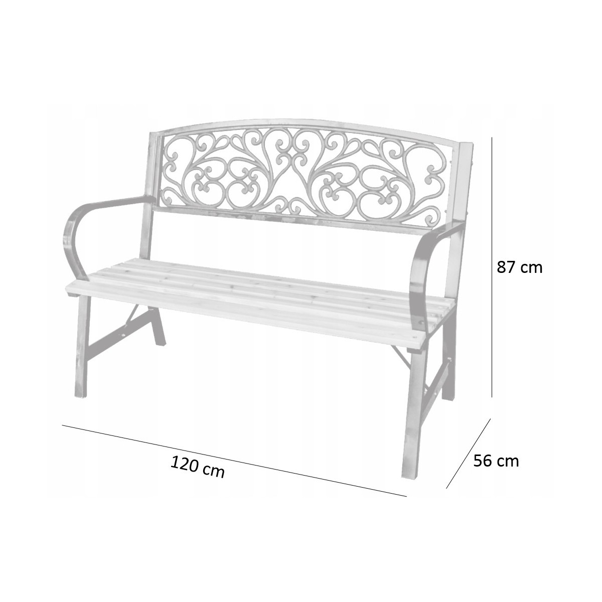 Elegáns kerti pad 120x56x87 cm