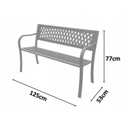 Fekete színű kerti pad 125x53x77 cm