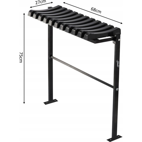 Összecsukható, süllyesztett, 68 cm-es temetői pad, fekete színben