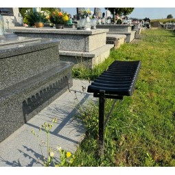 Összecsukható, süllyesztett, 68 cm-es temetői pad, fekete színben