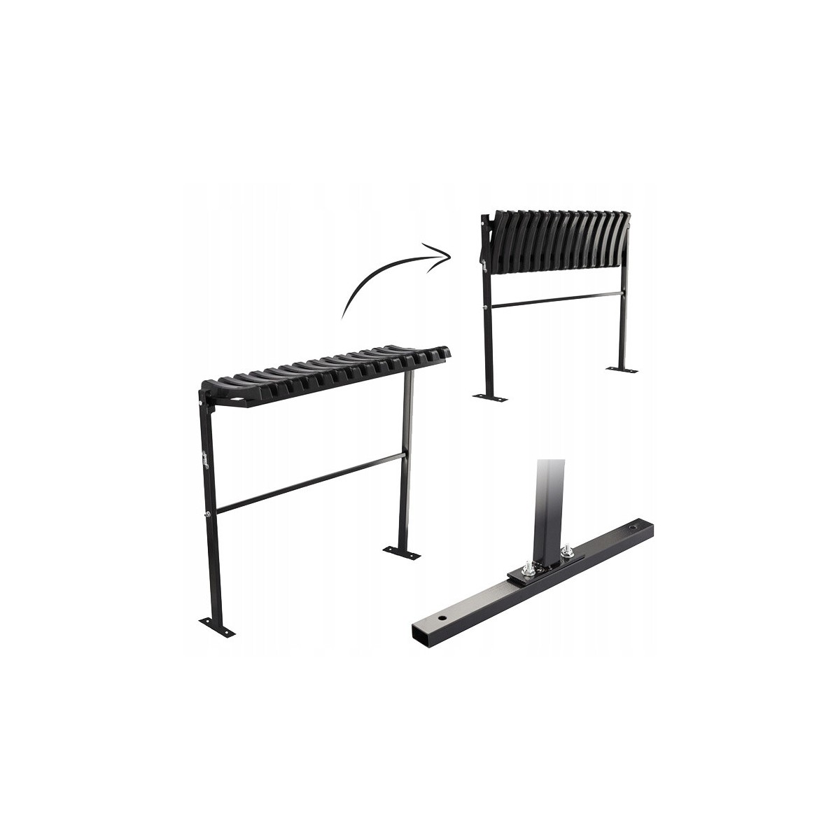 Temetői pad 86 cm talppal | Összecsukható fekete