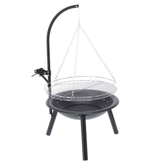 Függesztett grill 55 cm-es tűztérrel, állítható rácssal, magassága 100 cm