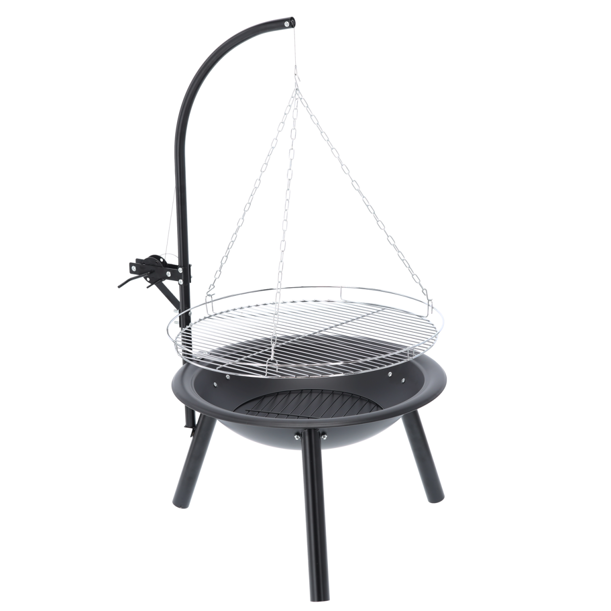 Függesztett grill 55 cm-es tűztérrel, állítható rácssal, magassága 100 cm