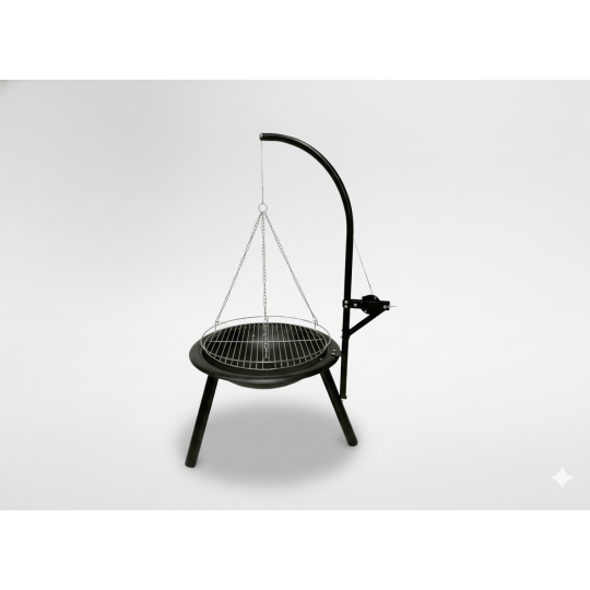 Függesztett grill 55 cm-es tűztérrel, állítható rácssal, magassága 100 cm
