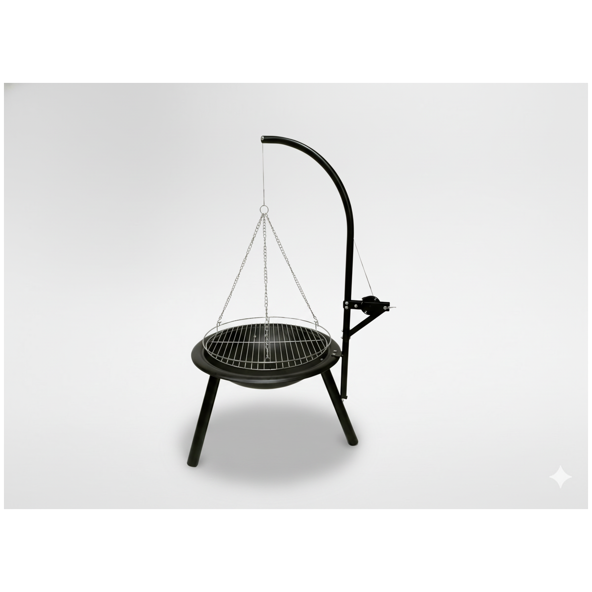 Függesztett grill 55 cm-es tűztérrel, állítható rácssal, magassága 100 cm
