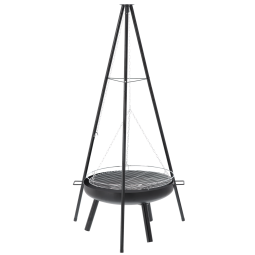 Háromlábas függő grill, 60 cm – állítható sütőrács, magasság 150 cm