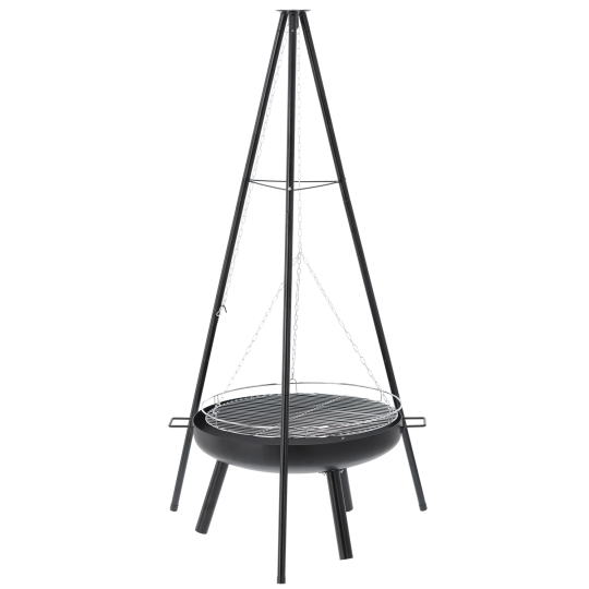 Háromlábas függő grill, 60 cm – állítható sütőrács, magasság 150 cm