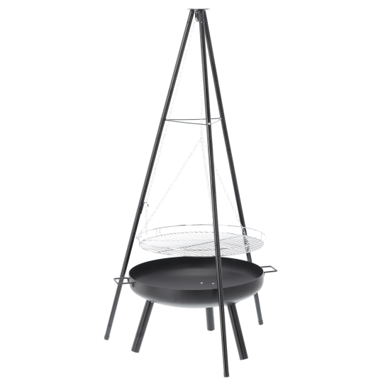 Háromlábas függő grill, 60 cm – állítható sütőrács, magasság 150 cm