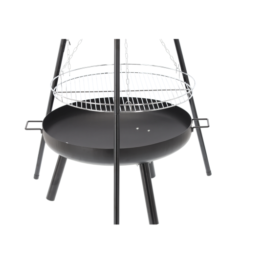 Háromlábas függő grill, 60 cm – állítható sütőrács, magasság 150 cm