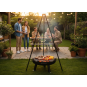 Háromlábas függő grill, 60 cm – állítható sütőrács, magasság 150 cm