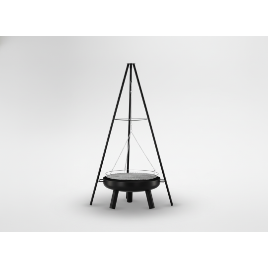 Háromlábas függő grill, 60 cm – állítható sütőrács, magasság 150 cm