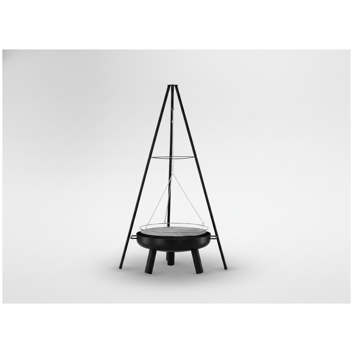 Háromlábas függő grill, 60 cm – állítható sütőrács, magasság 150 cm
