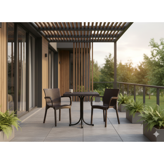 Barna kerti rattan szék 60 × 60 × 82 cm