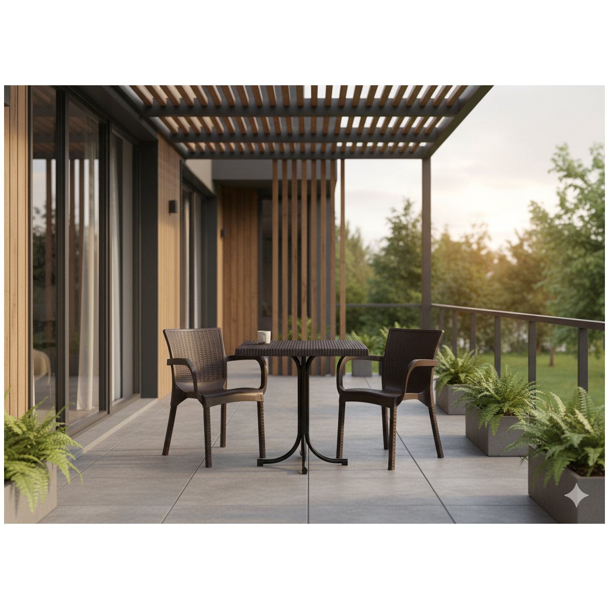 Barna kerti rattan szék 60 × 60 × 82 cm
