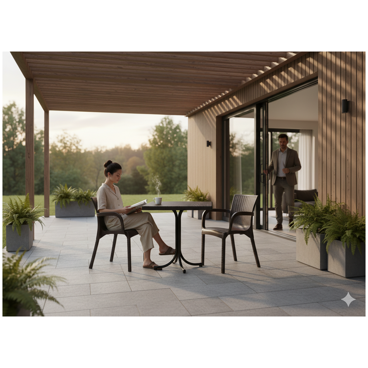 Barna kerti rattan szék 60 × 60 × 82 cm