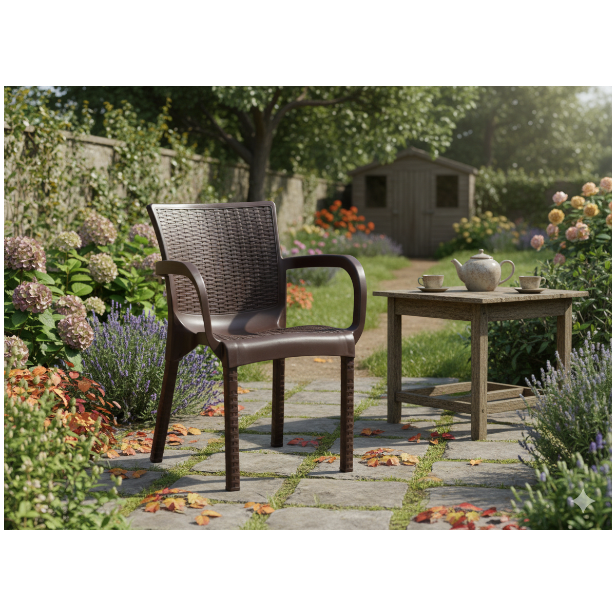 Barna kerti rattan szék 60 × 60 × 82 cm