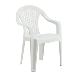 Fehér műanyag kerti szék karfákkal – 78 cm