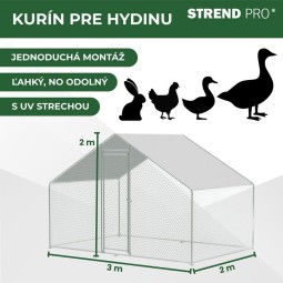 Baromfiól, voliéra, ketrec, tyúkól, tetővel, 3x2x2 m