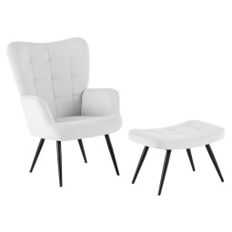 HABEN lábtartós fotel, világosszürke Velvet szövet / fekete váz