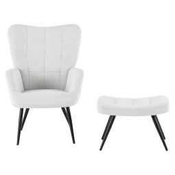 HABEN lábtartós fotel, világosszürke Velvet szövet / fekete váz