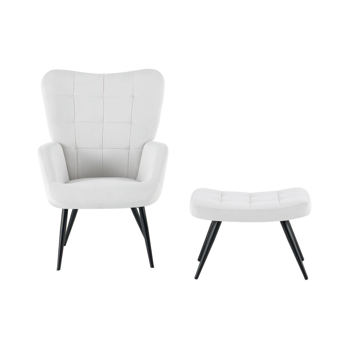 HABEN lábtartós fotel, világosszürke Velvet szövet / fekete váz