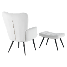 HABEN lábtartós fotel, világosszürke Velvet szövet / fekete váz