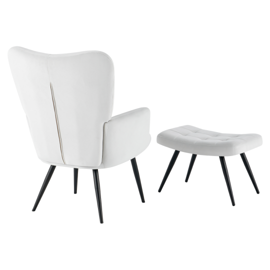 HABEN lábtartós fotel, világosszürke Velvet szövet / fekete váz