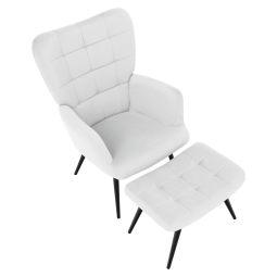 HABEN lábtartós fotel, világosszürke Velvet szövet / fekete váz