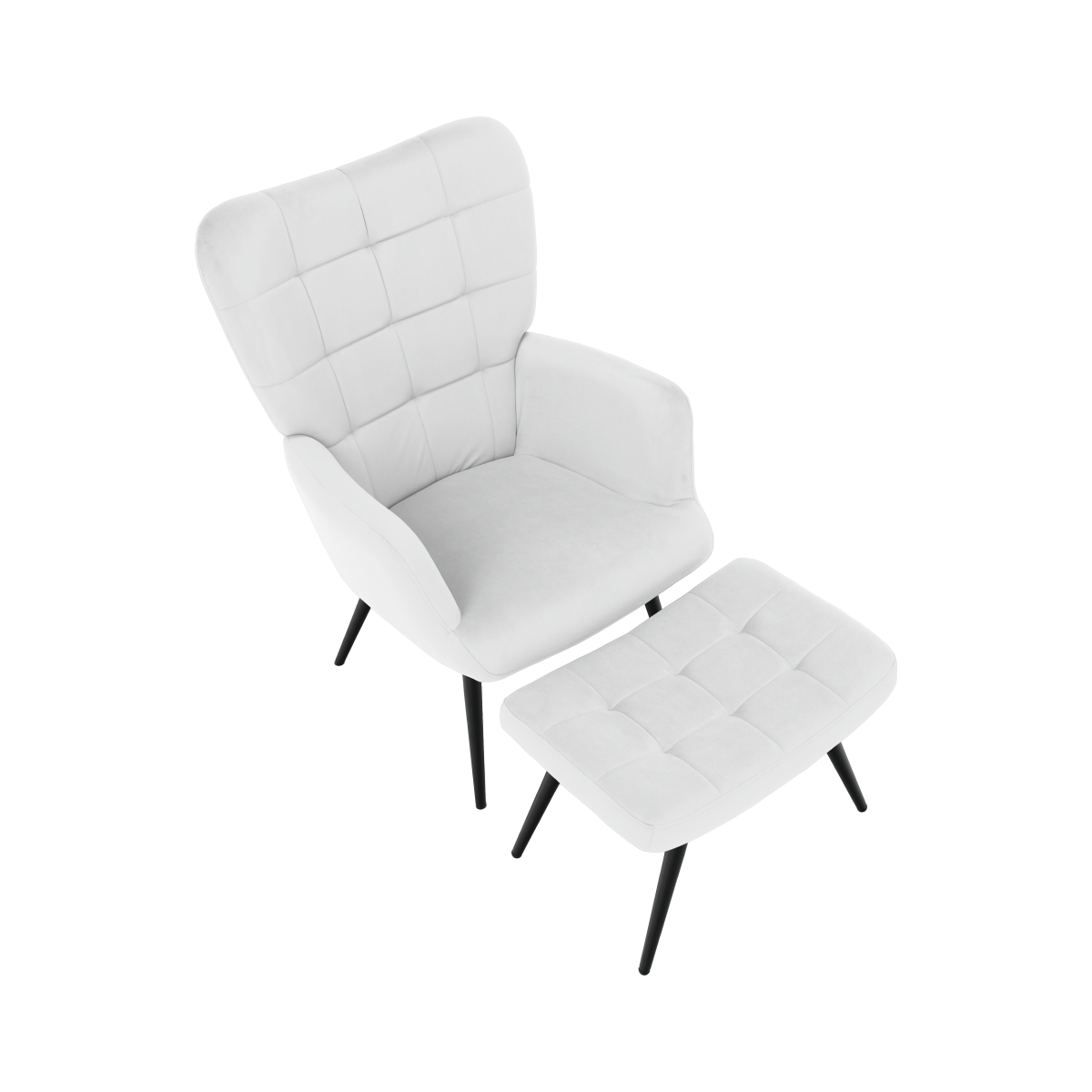 HABEN lábtartós fotel, világosszürke Velvet szövet / fekete váz