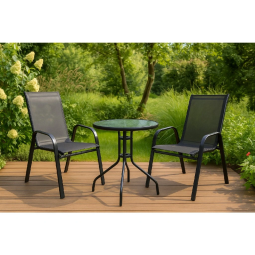 Teraszbútor-szett 60 cm átmérőjű asztallal és két székkel
