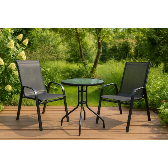 Teraszbútor-szett 60 cm átmérőjű asztallal és két székkel