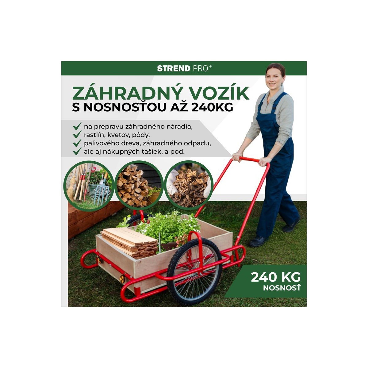 Optimus szállítókocsi fa platóval 240 kg