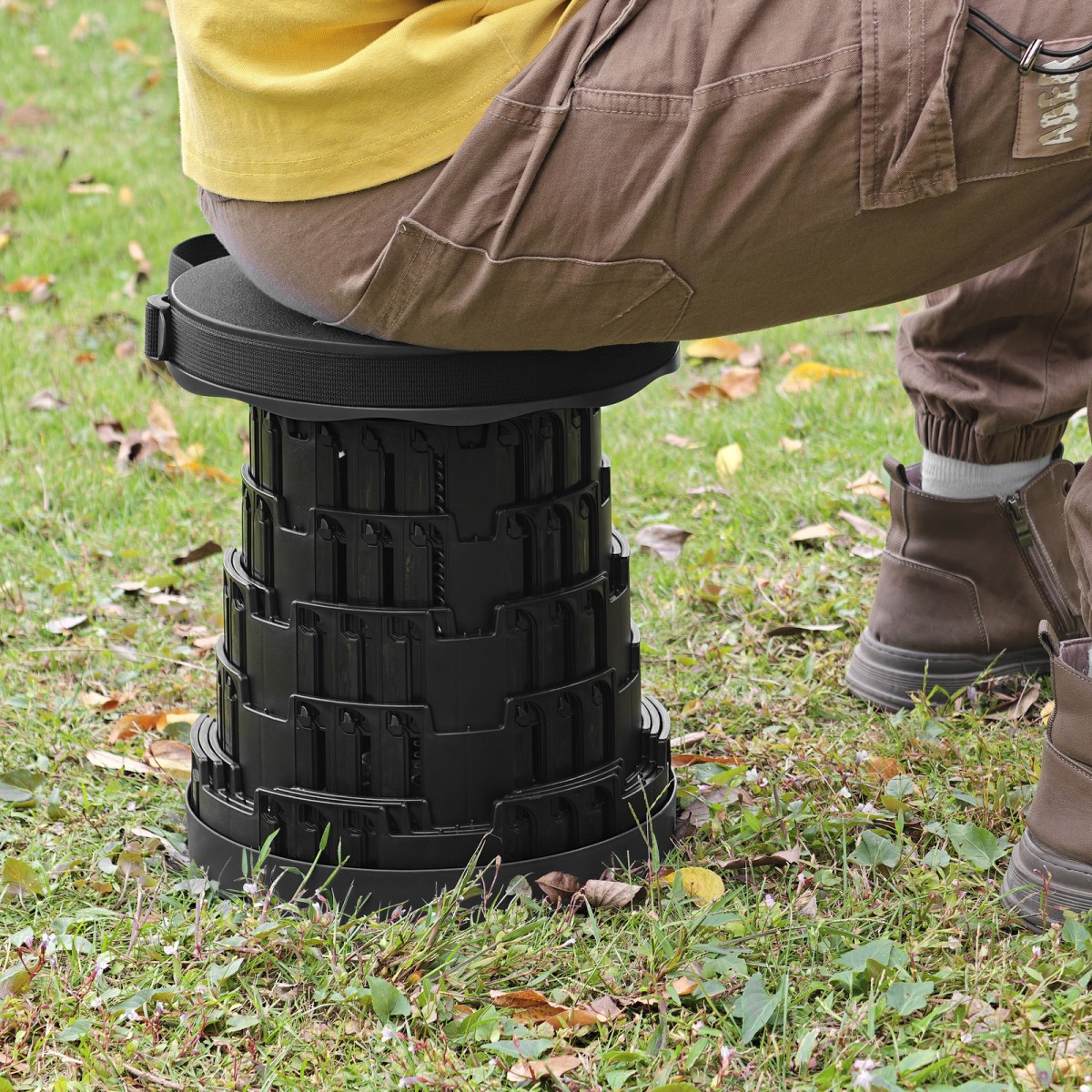 Teleszkópos összecsukható szék fekete 7–45 cm | Teherbírás 200 kg