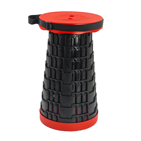 Összecsukható teleszkópos szék piros színben 7 – 45 cm | Teherbírás 200 kg