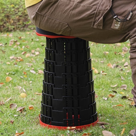 Összecsukható teleszkópos szék piros színben 7 – 45 cm | Teherbírás 200 kg