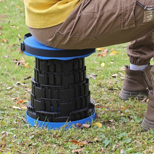 Összecsukható teleszkópos szék kék színben 7–45 cm | Teherbírás 200 kg