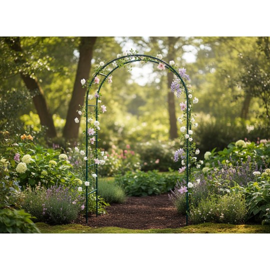 Kerti pergola 140 × 38 × 240 cm + horgonyok | Fém támasz kúszónövényekhez