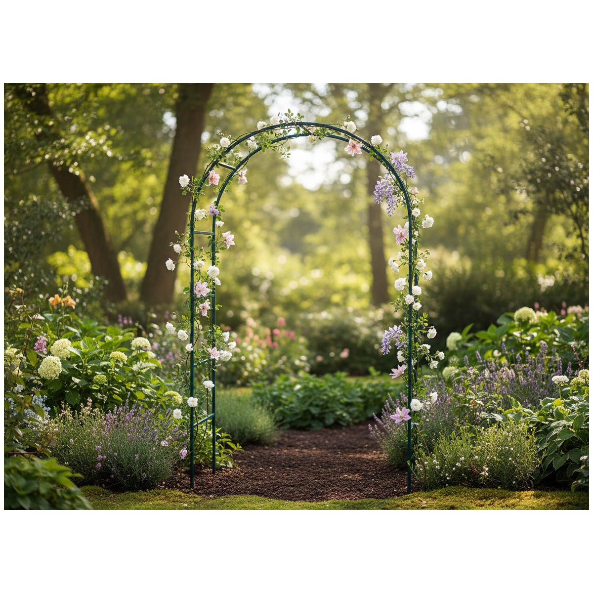 Kerti pergola 140 × 38 × 240 cm + horgonyok | Fém támasz kúszónövényekhez