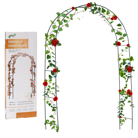 Kerti pergola 140 × 38 × 240 cm + horgonyok | Fém támasz kúszónövényekhez