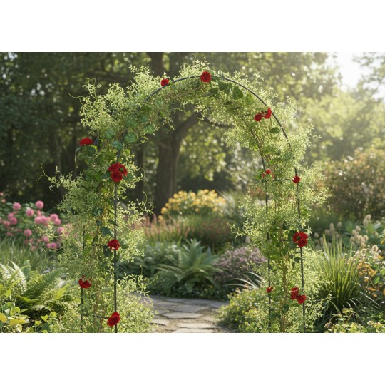 Kerti pergola 140 × 38 × 240 cm + horgonyok | Fém támasz kúszónövényekhez