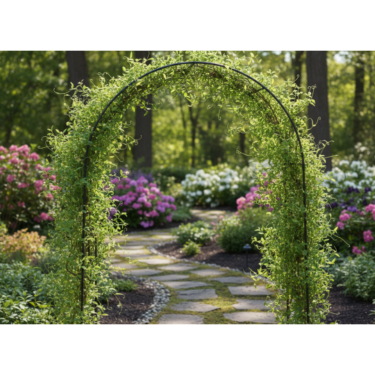 Kerti pergola 140 × 38 × 240 cm + horgonyok | Fém támasz kúszónövényekhez