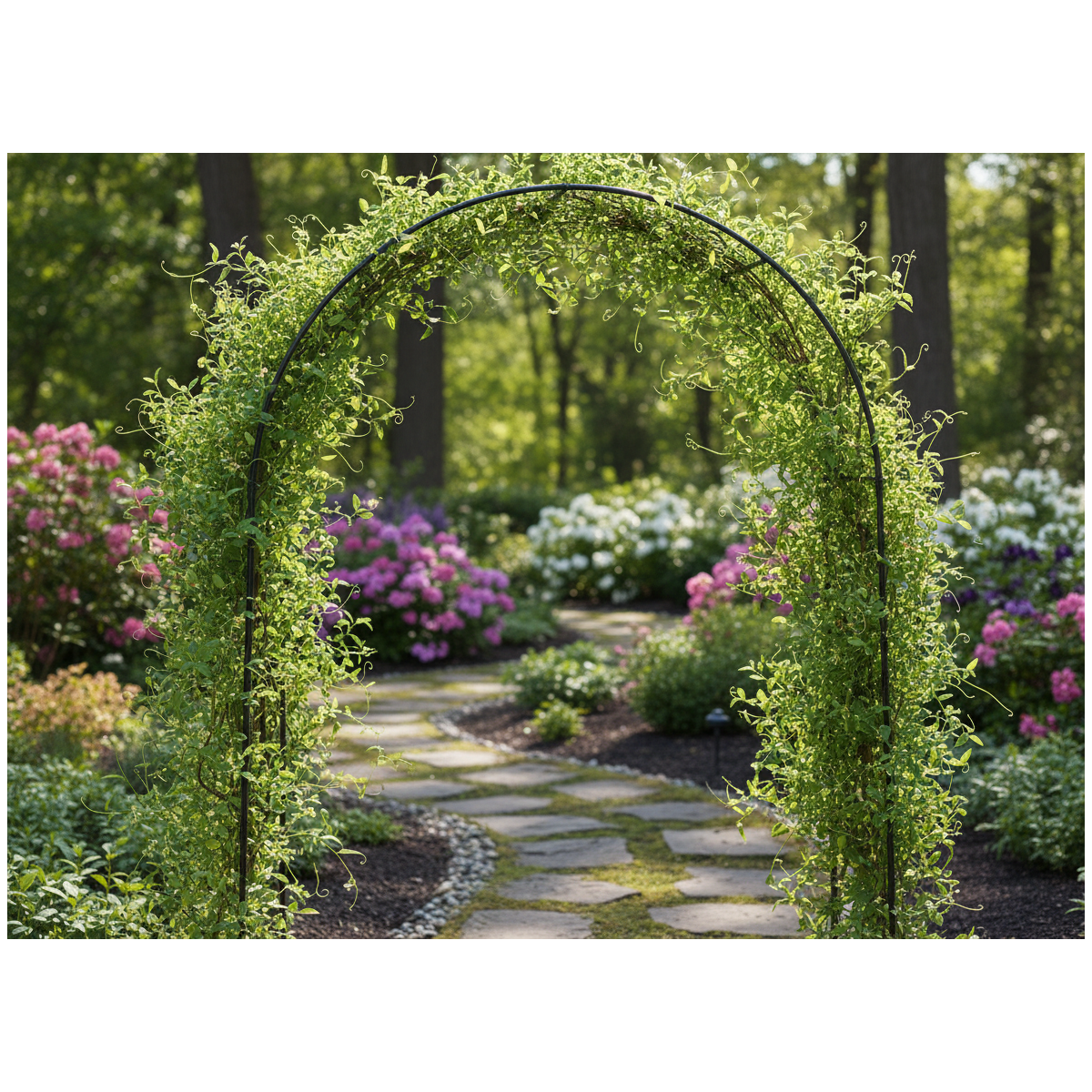 Kerti pergola 140 × 38 × 240 cm + horgonyok | Fém támasz kúszónövényekhez
