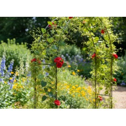 Kerti pergola 140 × 38 × 240 cm + horgonyok | Fém támasz kúszónövényekhez