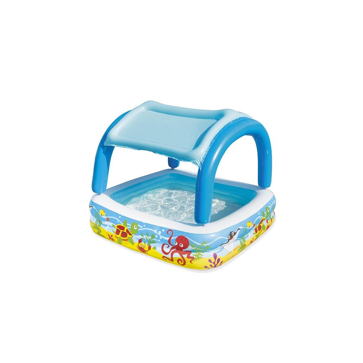 Gyerek felfújható medence Bestway Coral Reef napellenzővel 147 × 147 × 122 cm